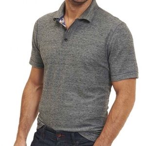 Robert Graham Gray & Floral Polo Collared Shirt XL